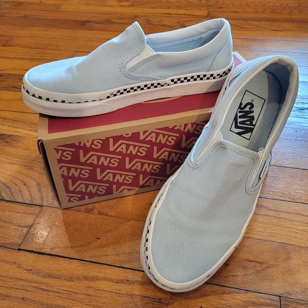 Vans Light Blue Slip-On Sneakers